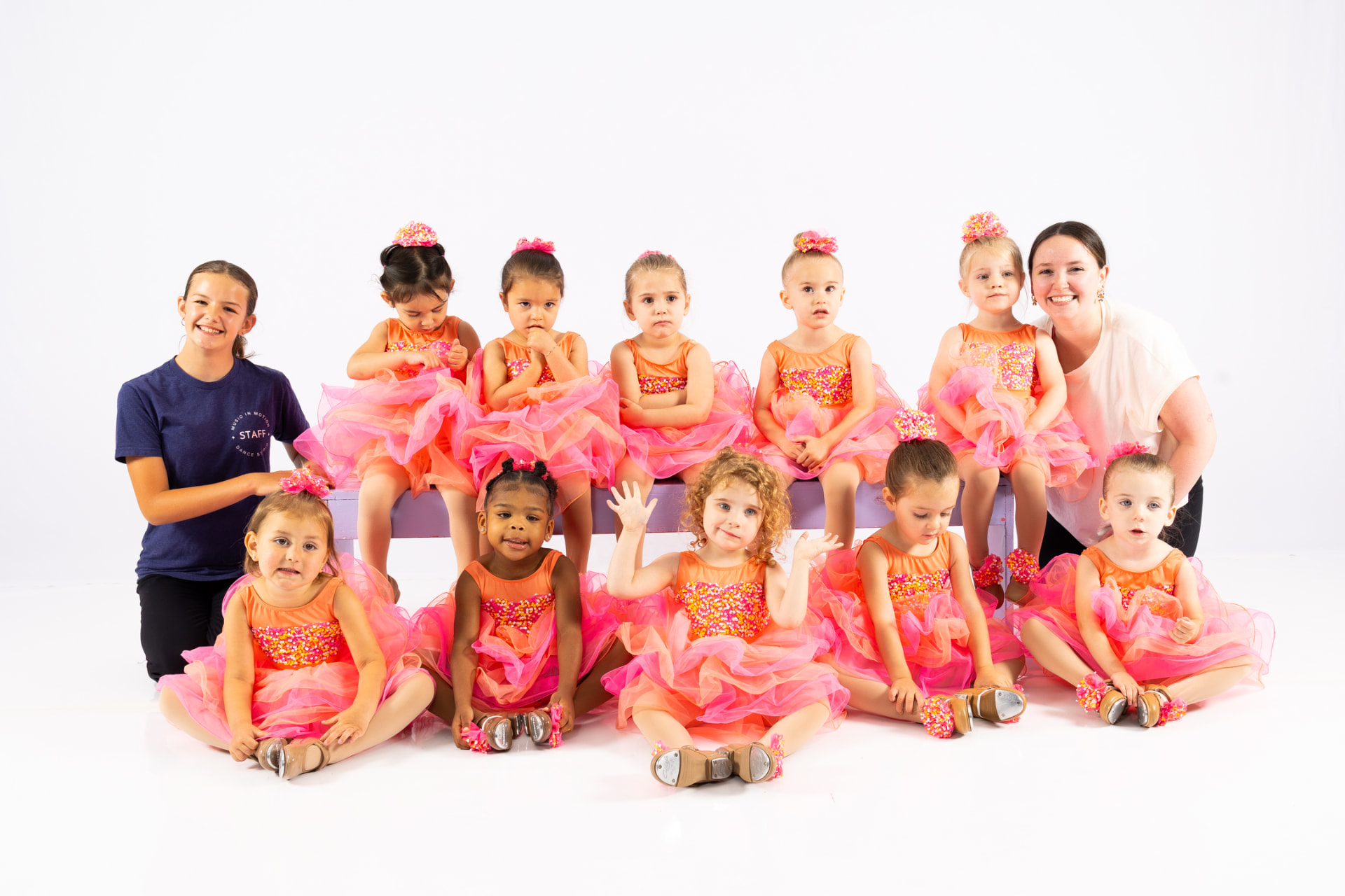 A Music in Motion preschool class posing together
